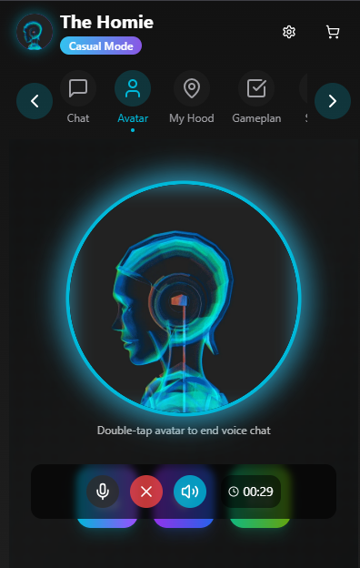 HomieSapien AI lifestyle interface UI  avatar